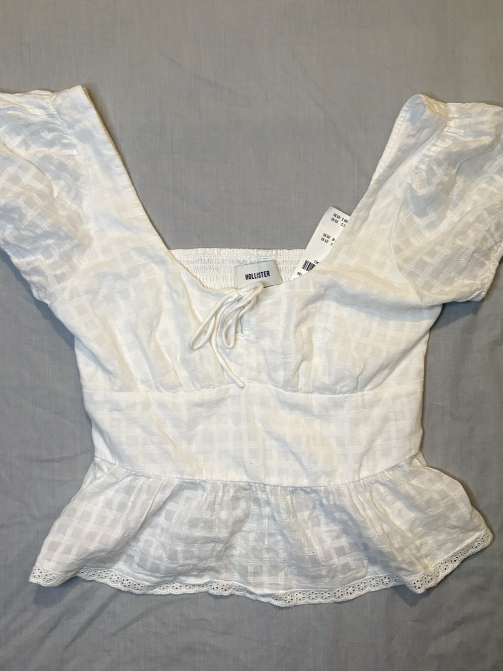 Hollister White Puff Sleeve Peplum Top NWT Size Small